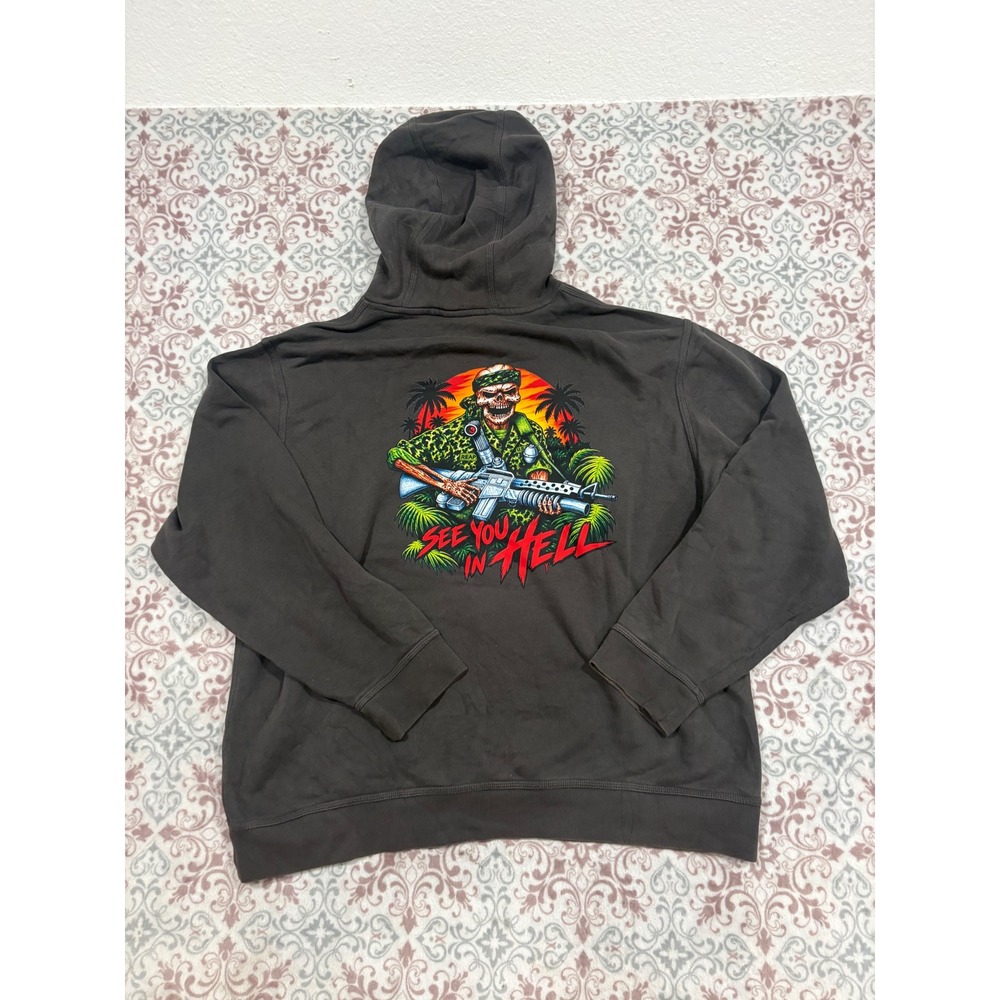 Nike custom Graphic Pullover Hoodie Charcoal Gray XL Mens Sweatshirt